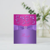 RUBAN IMPRIMÉ Carte de réponse florale Fuchsia vio (Debout devant)