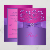 RUBAN IMPRIMÉ Carte de réponse florale Fuchsia vio (Devant / Derrière)