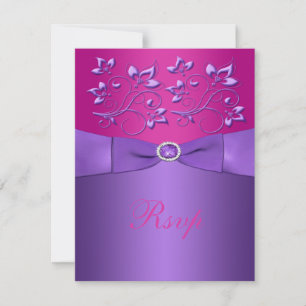 RUBAN IMPRIMÉ Carte de réponse florale Fuchsia vio