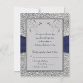 Ruban imprimé Carte de réponse Navy et Pewter (Dos)