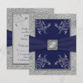 Ruban imprimé Carte de réponse Navy et Pewter (Devant / Derrière)