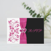 RUBAN IMPRIMÉ Carte de réponse Rose, Blanc, Noir (Debout devant)