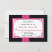 RUBAN IMPRIMÉ Carte de réponse Rose, Blanc, Noir (Dos)