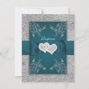 RUBAN IMPRIMÉ Carte de réponse RSVP Cœurs joints s