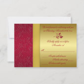 RUBAN IMPRIMÉ Carte RSVP florale rouge et or (Dos)