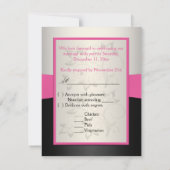 RUBAN IMPRIMÉ Carte RSVP rose, noir, argent (Dos)