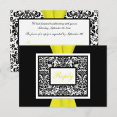 Ruban imprimé damas noir, blanc, jaune RSVP (Devant / Derrière)
