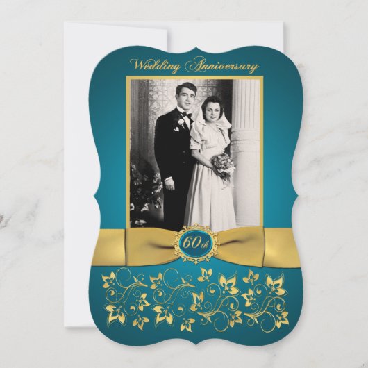 RUBAN IMPRIMÉ Forme fantaisie Invitation 60e Anniv (Devant)
