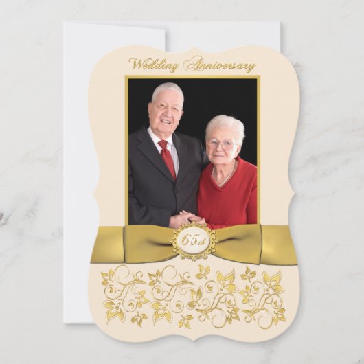 RUBAN IMPRIMÉ Forme Fantaisie Invitation 65e Anniv (Devant)
