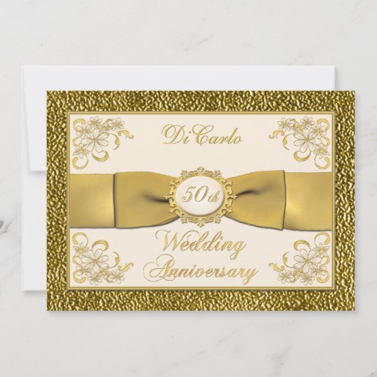 RUBAN IMPRIMÉ Invitation Fleurs 50e Anniversaire d (Devant)