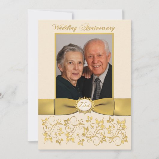 RUBAN IMPRIMÉ Ivory, Or Invitation 75e Anniversair (Devant)