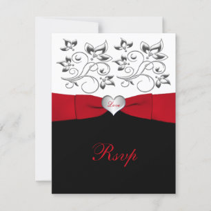 Ruban imprimé noir blanc rouge Carte de réponse fl