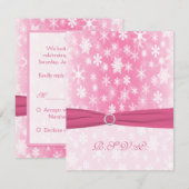 RUBAN IMPRIMÉ Rose, Flocons de neige Carte de répo (Devant / Derrière)