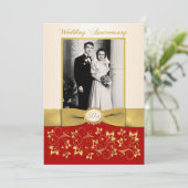 RUBAN IMPRIMÉ Rouge, Ivoire Invitation 50e Anniver (Debout devant)