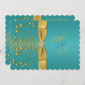 RUBAN IMPRIMÉ Teal, invitation floral de (Devant / Derrière)