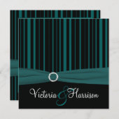 RUBAN IMPRIMÉ Teal, invitation rayé noir de (Devant / Derrière)