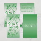 RUBAN IMPRIMÉ Vert émeraude, Carte de réponse blan (Devant / Derrière)