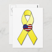 Ruban jaune avec carte postale Coeur drapeau (Devant / Derrière)