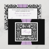 Ruban lavande noir et blanc damassé IMPRIMÉ RSVP (Devant / Derrière)