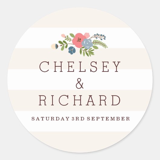 Ruban mariage - Sticker rose (Devant)