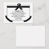 Ruban noir après Carte de remerciements funéraire (Devant / Derrière)