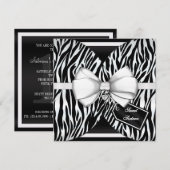 Ruban noir blanc Invitation Zèbre et bow bijoux (Devant / Derrière)