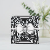 Ruban noir blanc Invitation Zèbre et bow bijoux (Debout devant)