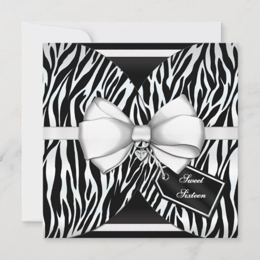 Ruban noir blanc Invitation Zèbre et bow bijoux (Devant)