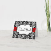 Ruban noir/blanc/rouge damassé Merci (Devant)