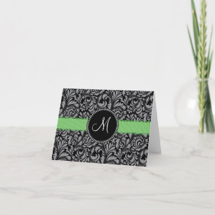 Ruban noir élégant initial de vert de damassé de