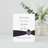 Ruban noir et violet, carte de sauvegarde de date (Debout devant)