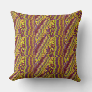 Ruban & point, prune, vert citron, jaune Coussin