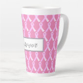 Ruban rose Cancer du sein Survivant Latte Mug (Angle droit)