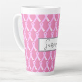 Ruban rose Cancer du sein Survivant Latte Mug (Angle gauche)