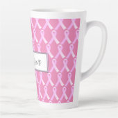 Ruban rose Cancer du sein Survivant Latte Mug (Droite)