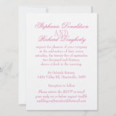 Ruban rose de colombe blanche invitation de mariag (Dos)