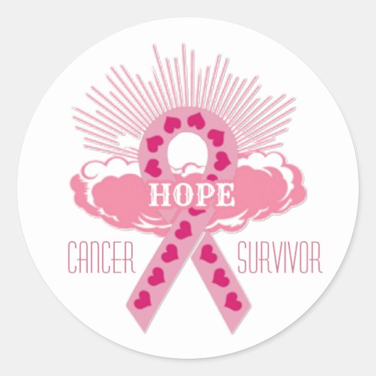 Ruban Rose De L'Espoir Cancer Stickers Survivant (Devant)