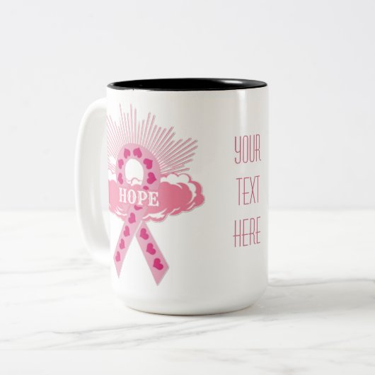 Ruban Rose De L'Espoir Mug Blanc (Devant gauche)