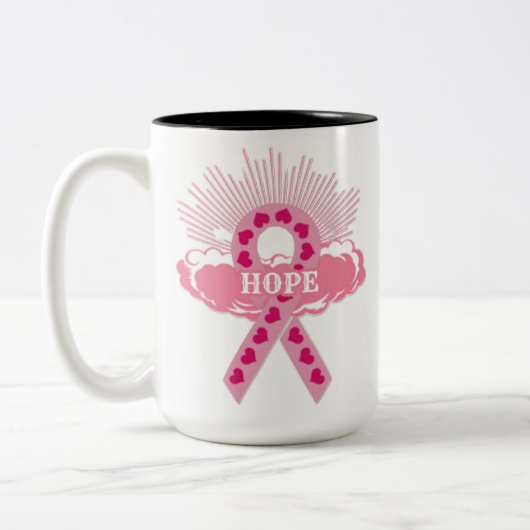 Ruban Rose De L'Espoir Mug Blanc (Gauche)