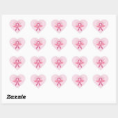 Ruban Rose De L'Espoir Stickers Coeur (Feuille)