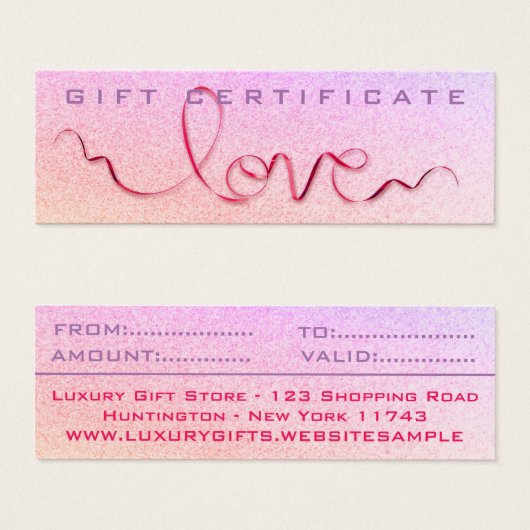 Ruban rose et Parties scintillant amour étincelle (Devant & derrière)