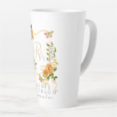 Ruban Rose Or Chic Monogramme Blanc Latte Mug (Angle droit)
