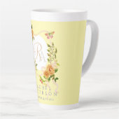 Ruban Rose Or Chic Monogramme Latte Jaune Mug (Angle droit)