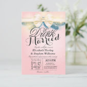 Ruban rose or EAT Boire et être marié Invitation (Debout devant)