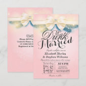 Ruban rose or EAT Boire et être marié Invitation (Devant / Derrière)