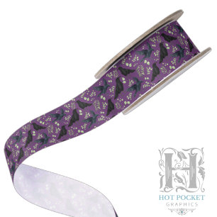 Ruban Satin Corbeau en Violet
