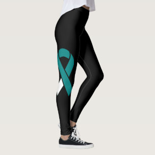 Ruban turquoise et blanc leggings personnalisés