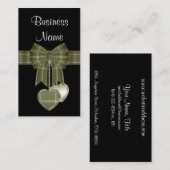 Ruban vert pays avec Carte de visite de coeur (Devant / Derrière)