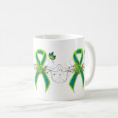 Ruban vert turquoise et citron vert avec Mug papil (Devant droit)