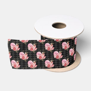Ruban Vintage 3 pouces en satin rose noir